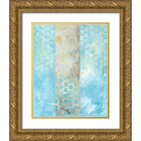 Dots on Blue I Gold Ornate Wood Framed Art Print with Double Matting by McCavitt, Naomi