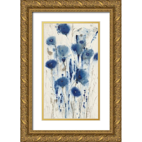 Blue Impressions I Gold Ornate Wood Framed Art Print with Double Matting by OToole, Tim