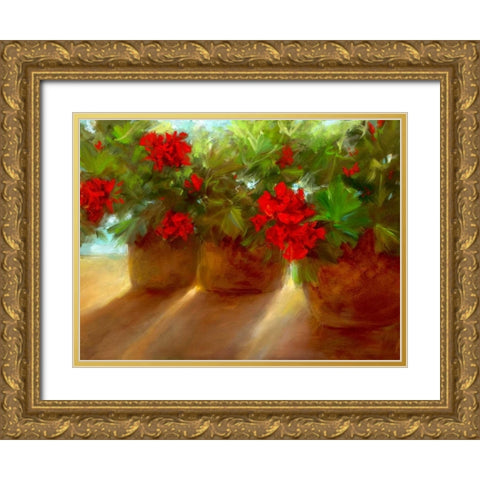 Crimson Glow Gold Ornate Wood Framed Art Print with Double Matting by Finch, Sheila