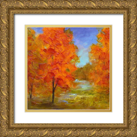 Burst of Autumn Color Gold Ornate Wood Framed Art Print with Double Matting by Finch, Sheila