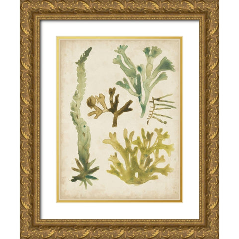 Vintage Sea Fronds I Gold Ornate Wood Framed Art Print with Double Matting by Vess, June Erica