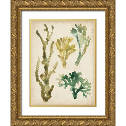 Vintage Sea Fronds V Gold Ornate Wood Framed Art Print with Double Matting by Vess, June Erica