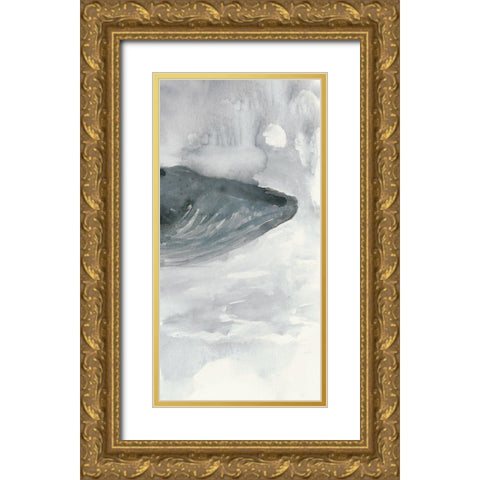 Blue Whale Triptych III Gold Ornate Wood Framed Art Print with Double Matting by Stellar Design Studio