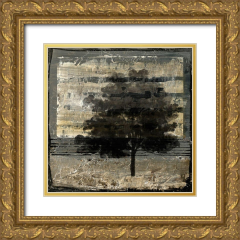 Composition With Tree I Gold Ornate Wood Framed Art Print with Double Matting by Stellar Design Studio