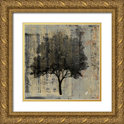 Composition With Tree II Gold Ornate Wood Framed Art Print with Double Matting by Stellar Design Studio