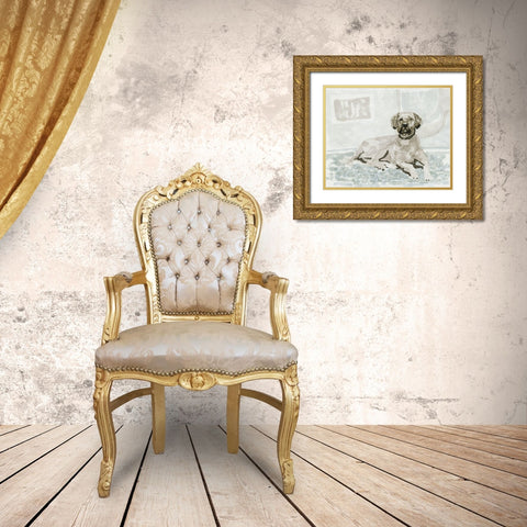 Dog Study I Gold Ornate Wood Framed Art Print with Double Matting by Stellar Design Studio