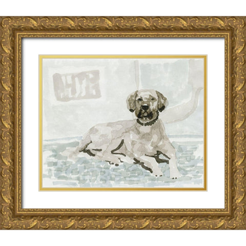 Dog Study I Gold Ornate Wood Framed Art Print with Double Matting by Stellar Design Studio