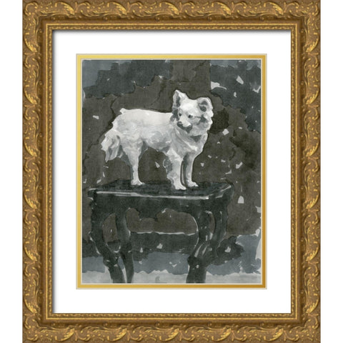 Dog Study III Gold Ornate Wood Framed Art Print with Double Matting by Stellar Design Studio