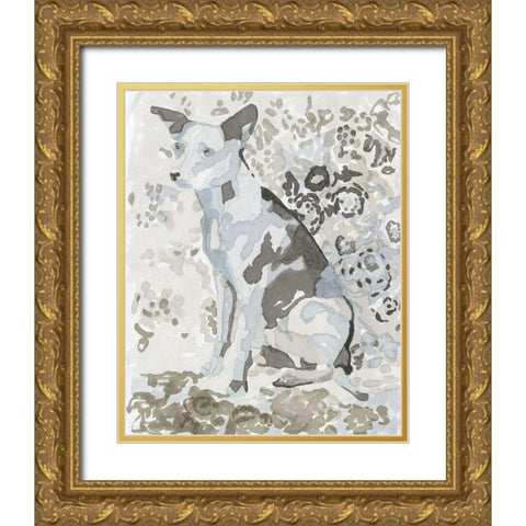 Dog Study IV Gold Ornate Wood Framed Art Print with Double Matting by Stellar Design Studio