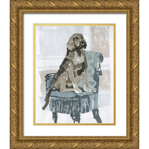 Dog Study V Gold Ornate Wood Framed Art Print with Double Matting by Stellar Design Studio