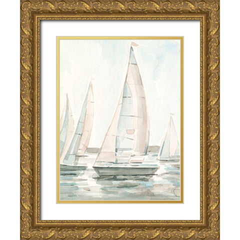 Soft Sail I Gold Ornate Wood Framed Art Print with Double Matting by Scarvey, Emma