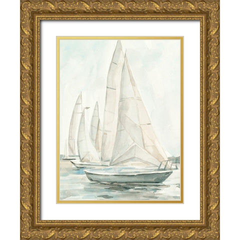 Soft Sail II Gold Ornate Wood Framed Art Print with Double Matting by Scarvey, Emma