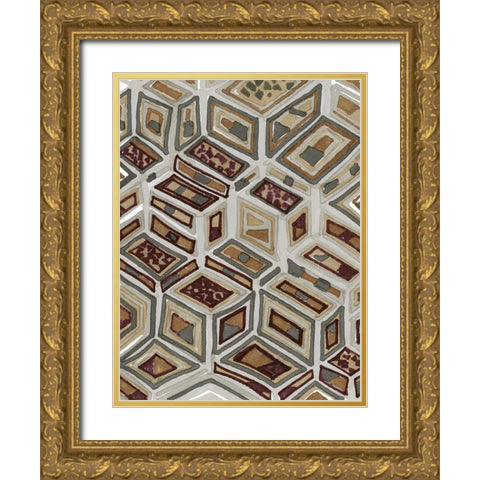 African Tribal I Gold Ornate Wood Framed Art Print with Double Matting by Stellar Design Studio