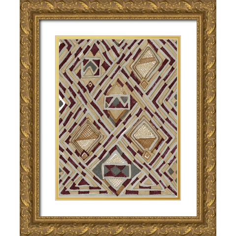 African Tribal II Gold Ornate Wood Framed Art Print with Double Matting by Stellar Design Studio