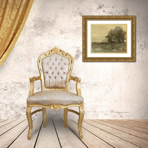 Sunset Pond I Gold Ornate Wood Framed Art Print with Double Matting by Stellar Design Studio