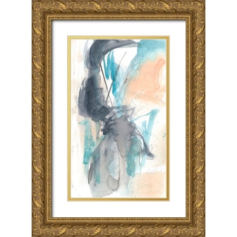 Scribble and Splash II Gold Ornate Wood Framed Art Print with Double Matting by Goldberger, Jennifer