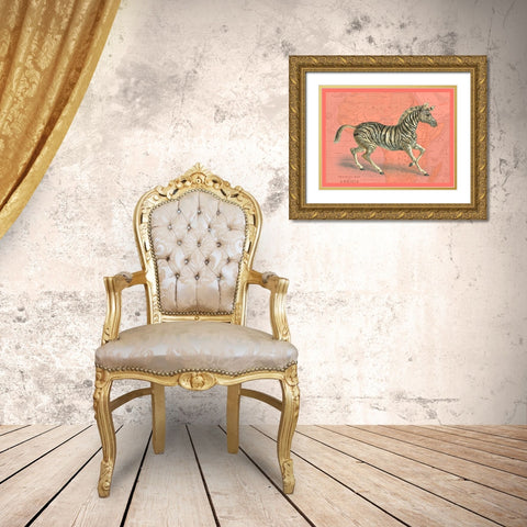 African Animals on Coral III Gold Ornate Wood Framed Art Print with Double Matting by Studio W