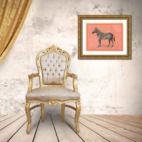 African Animals on Coral IV Gold Ornate Wood Framed Art Print with Double Matting by Studio W