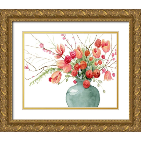 Vogue Bouquet I Gold Ornate Wood Framed Art Print with Double Matting by Popp, Grace