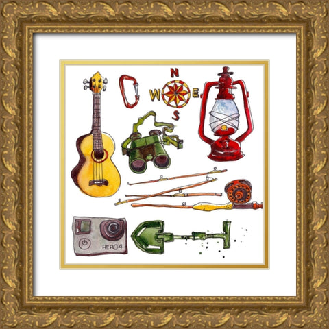 Camp Out III Gold Ornate Wood Framed Art Print with Double Matting by McCreery, Paul