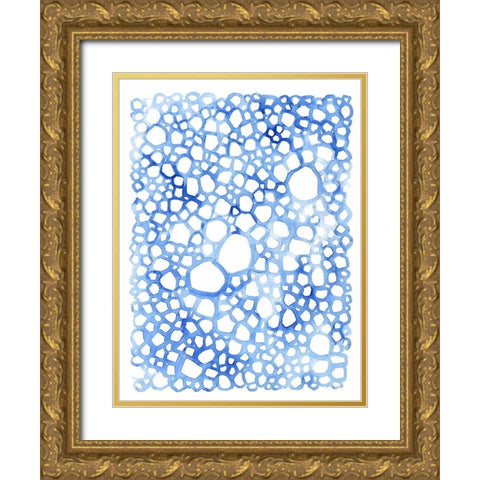 Indigo Plexus II Gold Ornate Wood Framed Art Print with Double Matting by Borges, Victoria