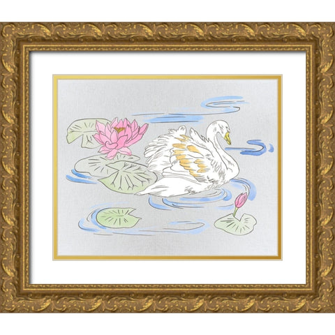 Swan Lake Song II Gold Ornate Wood Framed Art Print with Double Matting by Wang, Melissa