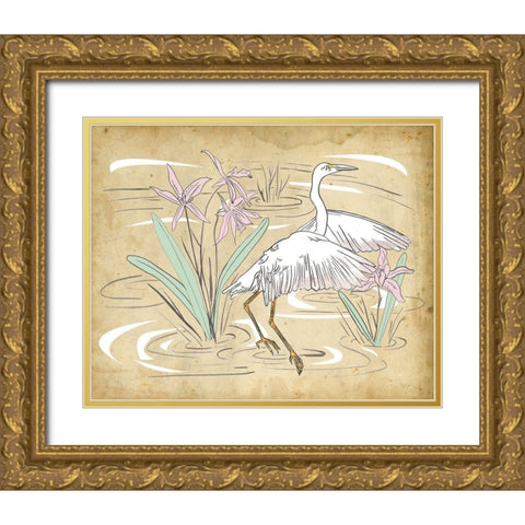 Great Egret I Gold Ornate Wood Framed Art Print with Double Matting by Wang, Melissa