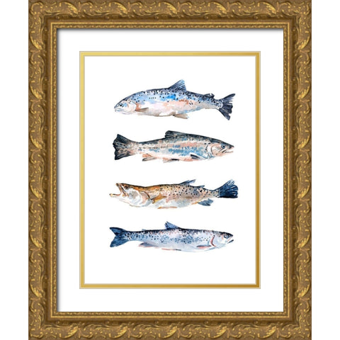 Stacked Trout II Gold Ornate Wood Framed Art Print with Double Matting by Scarvey, Emma