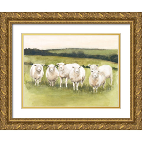 Spring Flock I Gold Ornate Wood Framed Art Print with Double Matting by Borges, Victoria