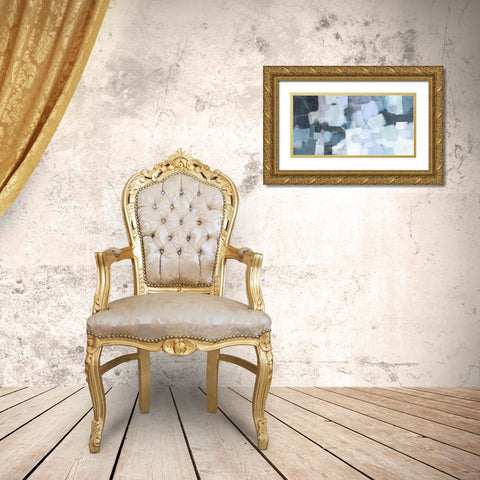 Blue Deluge I Gold Ornate Wood Framed Art Print with Double Matting by Borges, Victoria