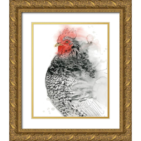 Plymouth Rooster I Gold Ornate Wood Framed Art Print with Double Matting by Popp, Grace
