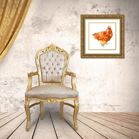 Wild Chicken I Gold Ornate Wood Framed Art Print with Double Matting by Scarvey, Emma