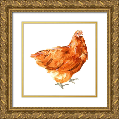 Wild Chicken I Gold Ornate Wood Framed Art Print with Double Matting by Scarvey, Emma
