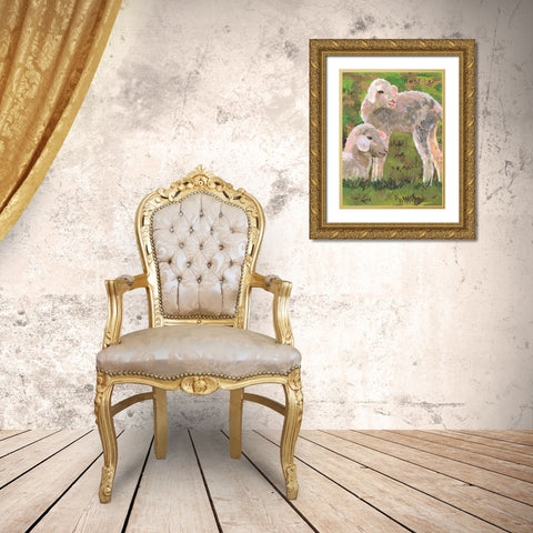 In the Meadow I Gold Ornate Wood Framed Art Print with Double Matting by Wang, Melissa