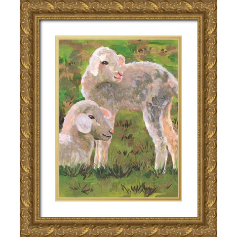 In the Meadow I Gold Ornate Wood Framed Art Print with Double Matting by Wang, Melissa