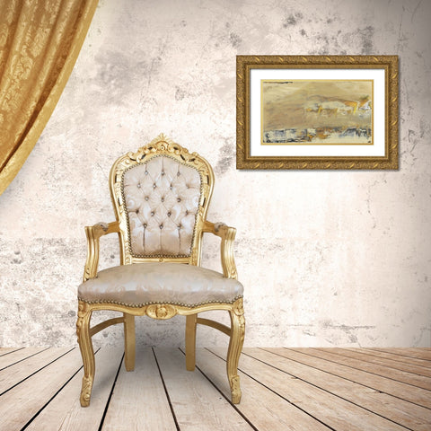 Tangent III Gold Ornate Wood Framed Art Print with Double Matting by Gordon, Sharon