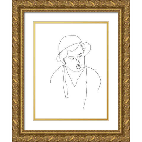Contour Face II Gold Ornate Wood Framed Art Print with Double Matting by Vess, June Erica