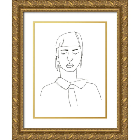 Contour Face IV Gold Ornate Wood Framed Art Print with Double Matting by Vess, June Erica