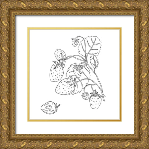 Wild Strawberries I Gold Ornate Wood Framed Art Print with Double Matting by Wang, Melissa