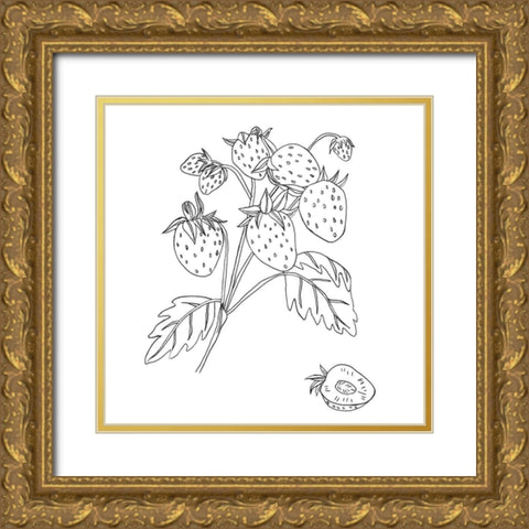 Wild Strawberries II Gold Ornate Wood Framed Art Print with Double Matting by Wang, Melissa