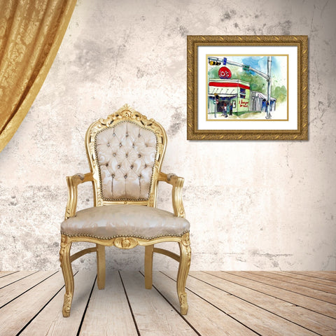 Urban Lines and Poles I Gold Ornate Wood Framed Art Print with Double Matting by McCreery, Paul
