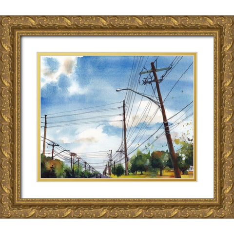 Urban Lines and Poles III Gold Ornate Wood Framed Art Print with Double Matting by McCreery, Paul