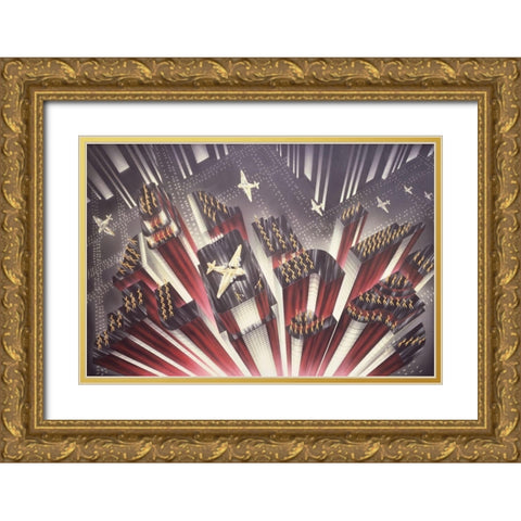 Gotham Air Corp Gold Ornate Wood Framed Art Print with Double Matting by Hoppe, Robert