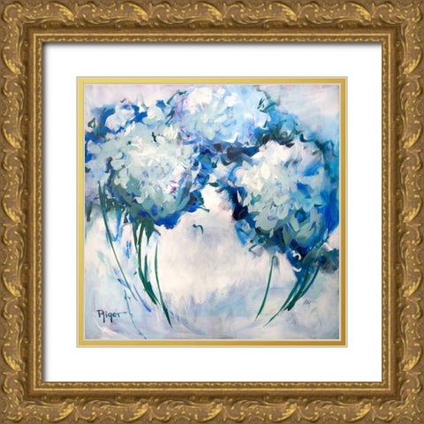 Hydrangeas on My Mind III Gold Ornate Wood Framed Art Print with Double Matting by Riger, Sue