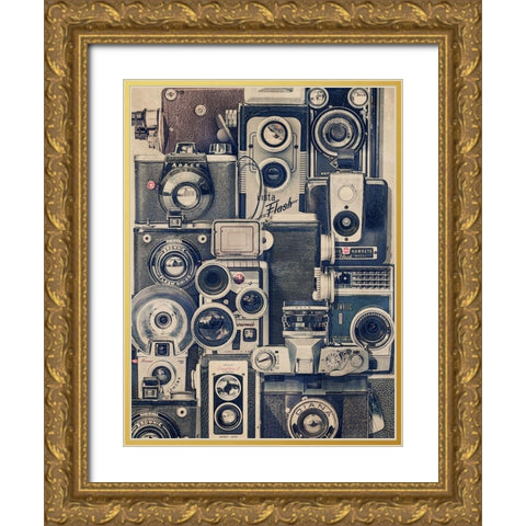 Vintage Cameras Gold Ornate Wood Framed Art Print with Double Matting by Brown, Thomas
