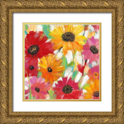 Bright and Bold Floral II Gold Ornate Wood Framed Art Print with Double Matting by OToole, Tim