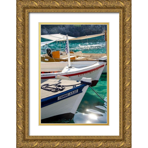 Workboats of Corfu, Greece I Gold Ornate Wood Framed Art Print with Double Matting by DeNardo, Laura