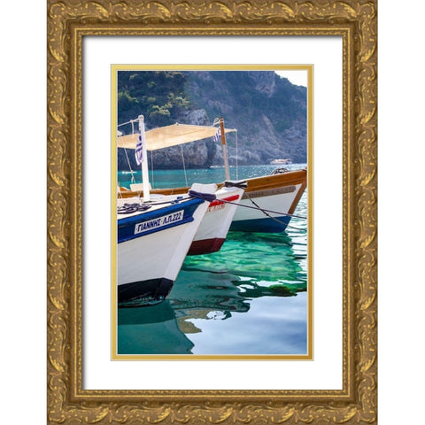 Workboats of Corfu, Greece II Gold Ornate Wood Framed Art Print with Double Matting by DeNardo, Laura
