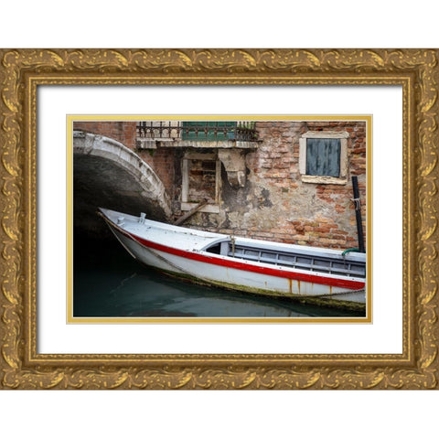 Venice Workboats III Gold Ornate Wood Framed Art Print with Double Matting by DeNardo, Laura