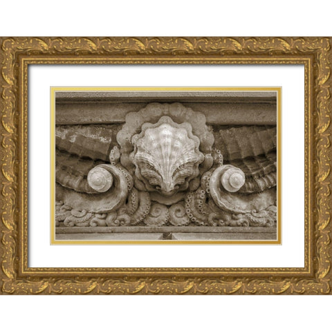 Architecture Detail in Sepia VI Gold Ornate Wood Framed Art Print with Double Matting by DeNardo, Laura